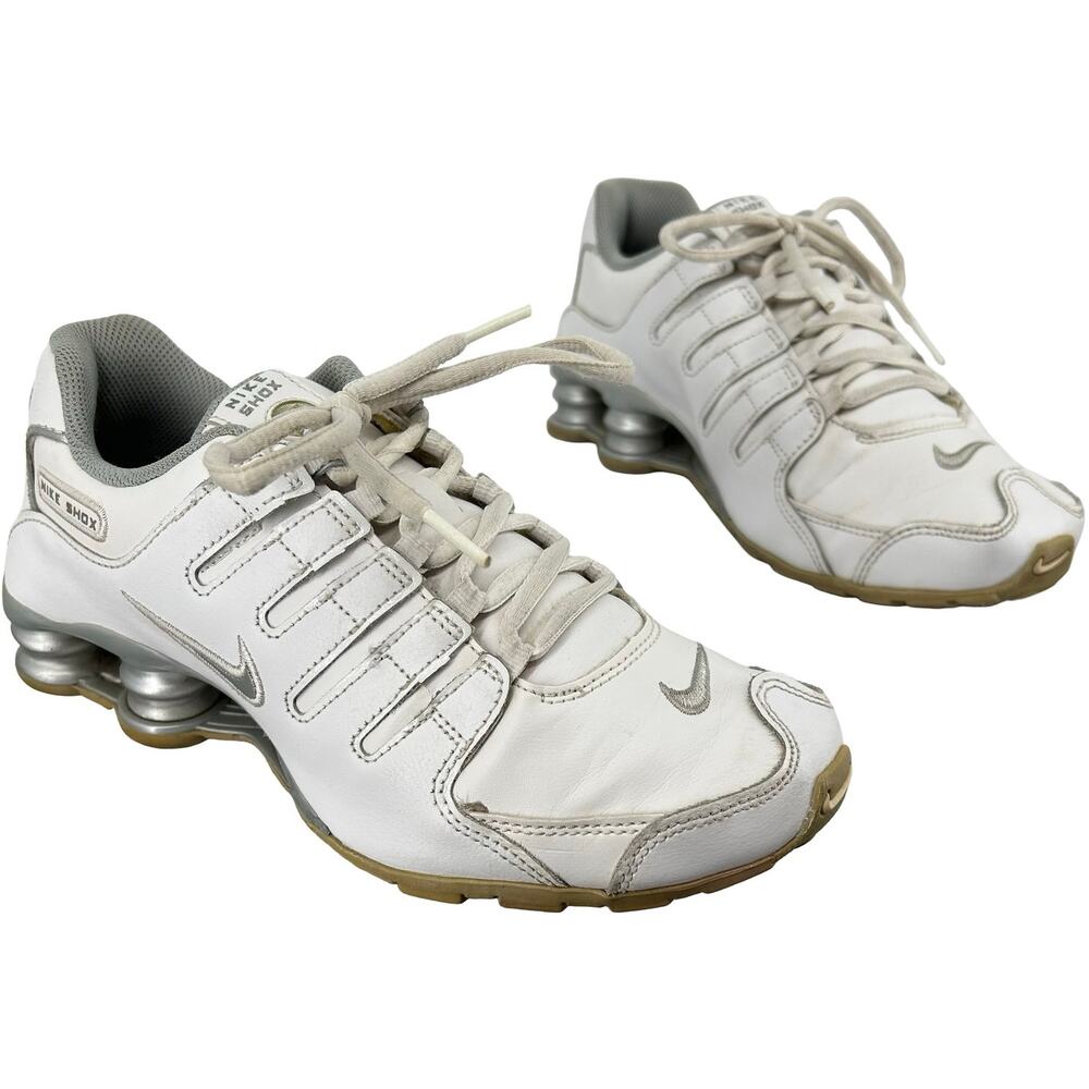 Vintage y2k Women's White Silver Nike Shox NZ Mini Swoosh Running Sneakers 7M